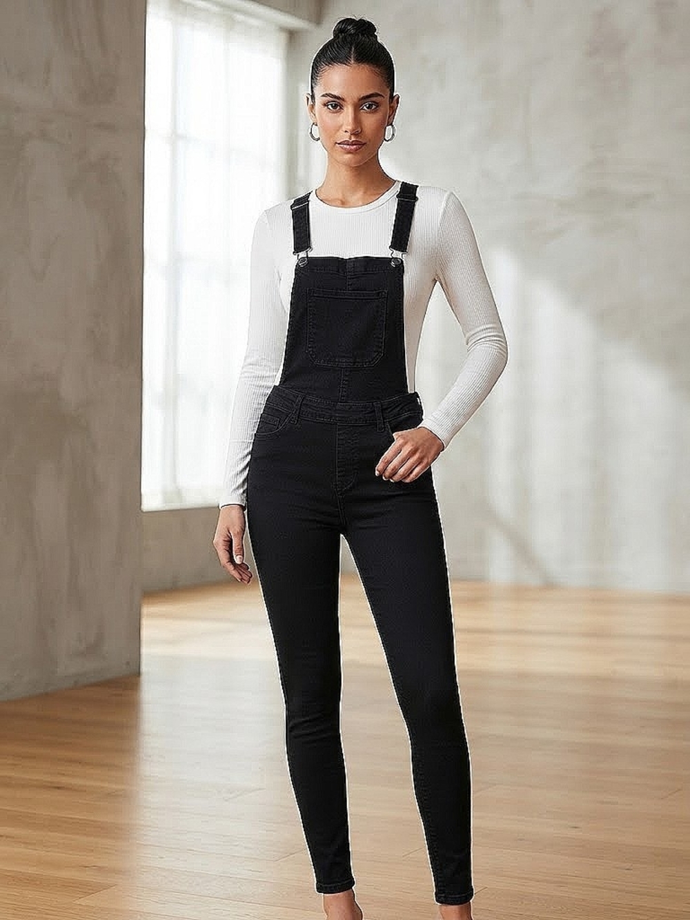 PacSun Black Skinny Denim Bib Jumpsuit